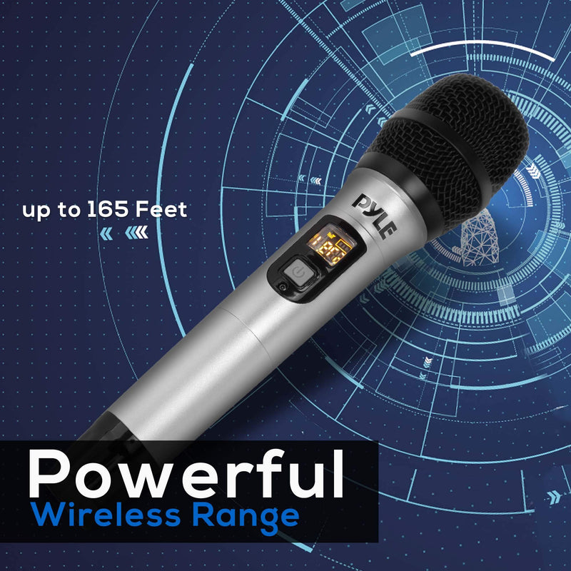 [AUSTRALIA] - Portable UHF Wireless Microphone System - Professional Battery Operated Handheld Dynamic Unidirectional Cordless Microphone Transmitter Set w/Adapter Receiver, for PA Karaoke DJ Party - Pyle PDWMU105 