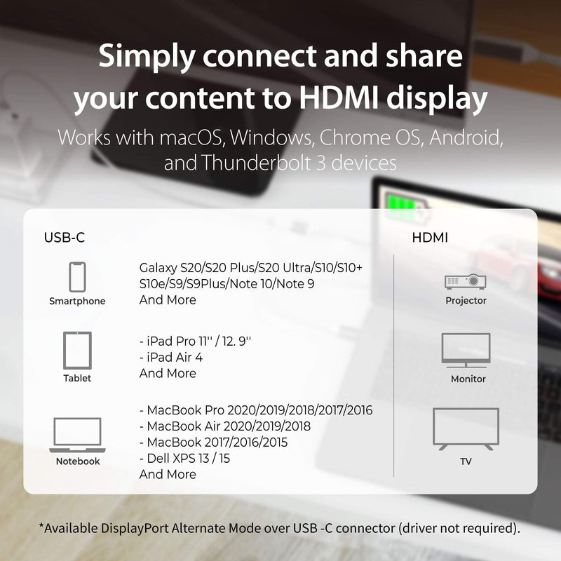 j5create USB Type C to 4K@60Hz HDMI 6ft Charging Cable with PD 100W, Compatible with Thunderbolt 3/4, MacBook Pro/Air, iPad Pro, iPad Air 4, ChromeBook and More (JCC155G)