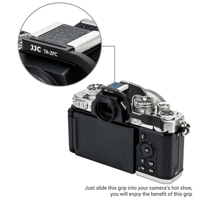 JJC Deluxe Aluminum Alloy Metal Thumb Up Grip for Nikon Zfc Z fc with Hot Shoe Cover Protector Thumb Rest Support Black
