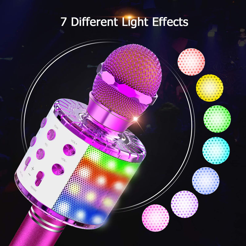 [AUSTRALIA] - Wireless Bluetooth Karaoke Microphone, 4-in-1 Portable Handheld Karaoke Mic Speaker Machine, Christmas Birthday Home Party for Android/iPhone/PC or All Smartphone A-Purple 