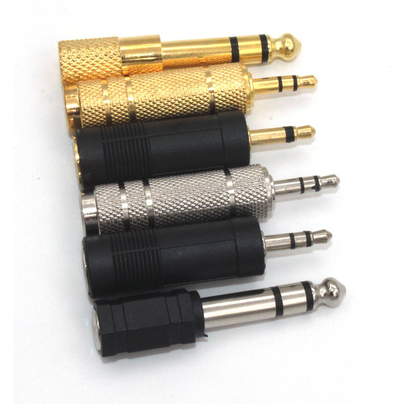 [AUSTRALIA] - ZRAMO 6PC Bulk Mixed Professional Converter Adapter Gold Stereo Mono 6.35mm 1/4 Male to 3.5mm 1/8 Female Audio Mic Plug Adapter Jack, Microphone Accessory 