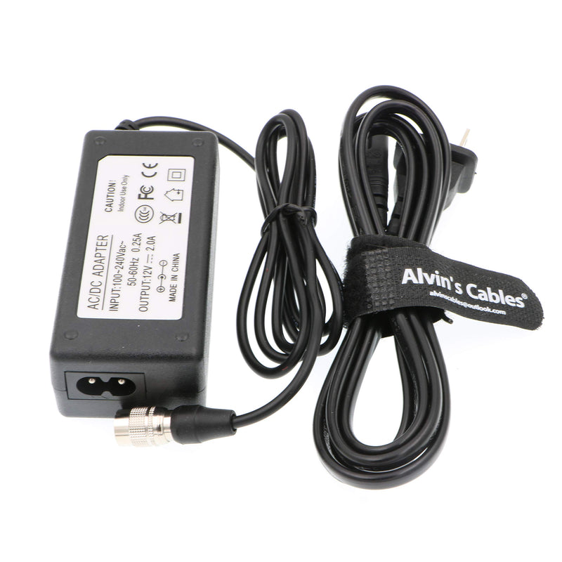 Alvin's Cables AC to 4 Pin Hirose Male 12V 2A Power Adapter for Sound Devices ZAXCOM Sony