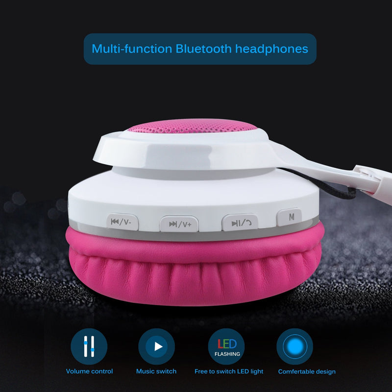 [AUSTRALIA] - 2 Packs Riwbox WT-7S Kids Headphones Wireless, Foldable Stereo Bluetooth Headset with Mic Compatible with PC/Laptop/Tablet/iPad Blue&Pink 