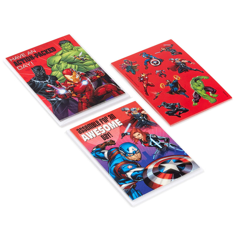 Hallmark Kids Avengers Valentines Day Cards and Stickers Assortment (12 Cards with Envelopes) Avengers Flat Note