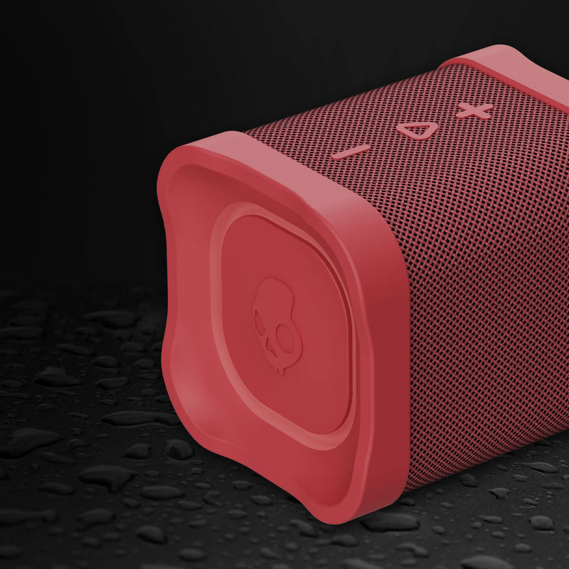Skullcandy Terrain Mini Wireless Bluetooth Speaker - IPX7 Waterproof Portable Speaker with Dual Custom Passive Radiators, 14 Hour Battery, Nylon Wrist Wrap, & True Wireless Stereo (Red) Red