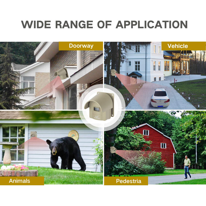 1/2 Mile Hosmart Driveway Alarm Wireless Sensor System & Driveway Sensor Alert System Weatherproof Security Outdoor Motion Sensor & Detector 1 Receiver & 1 Sensor Tan