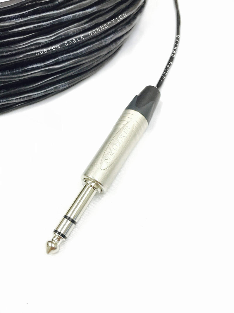 [AUSTRALIA] - 50 Foot 1/8" (3.5mm) Stereo to 1/4" (6.35mm) Stereo Pro-Audio Balanced Cable by Custom Cable Connection - black jacket 50 Foot 