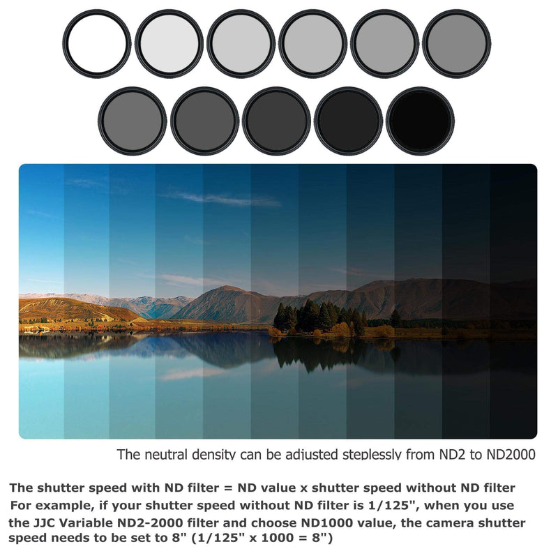 JJC 82mm ND Filter ND2-2000 VND Variable Neutral Density Fader for Canon EF 24-70mm f2.8L, RF 15-35mm f2.8L, Nikon AF-S 24-70mm f2.8E, Sony FE 24-70mm f2.8 Lens & Other Lenses with 82mm Filter Thread