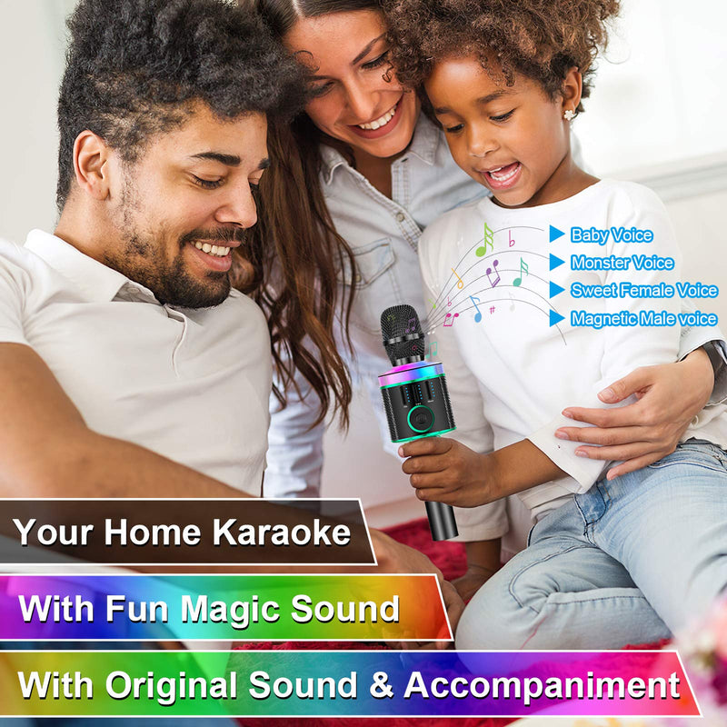 BONAOK Wireless Bluetooth Karaoke Microphone with LED Lights, Handheld Karaoke Machine with Magic Sing Recording for Kids Adults Gift(Green) Green
