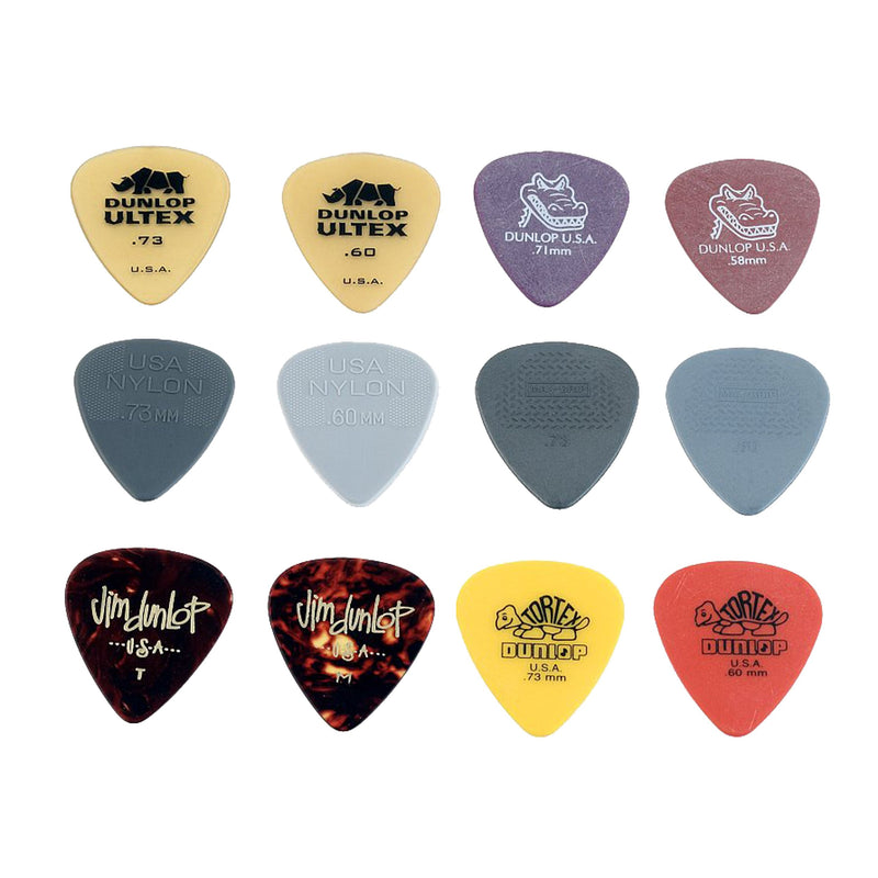 Jim Dunlop Fingerboard Care Kit & PVP101 Variety Medium/Light Guitar Pick Player Pack (Pack of 12)