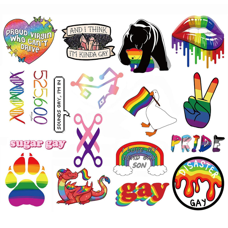Gay Pride Stickers,50 PCS Gay Love Stickers,Rainbow Stripe Stickers for LGBT,Bright Technicolor Vinyl Waterproof Stickers for Laptop,Water Bottles,Luggage,Computer,Cellphone,Skateboard,Guitar,Flag Gay Stickers 50 Pcs-1