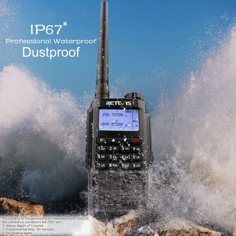 Retevis RT87 2 Way Radio Waterproof IP67,Long Range Walkie Talkie Rechargeable Dual Band High Power Two Way Radio, VOX DTMF MSK Tone (1 Pack)