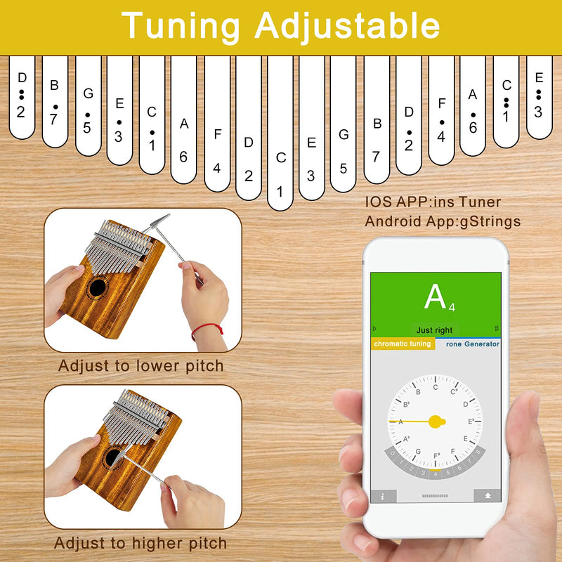 EASTROCK Kalimba Thumb Piano 17 Keys Portable Mbira Finger Piano with Study Instruction and Tune Hammer Kalimba Gifts for Kids Adults Beginners Professional (Acacia) Acacia