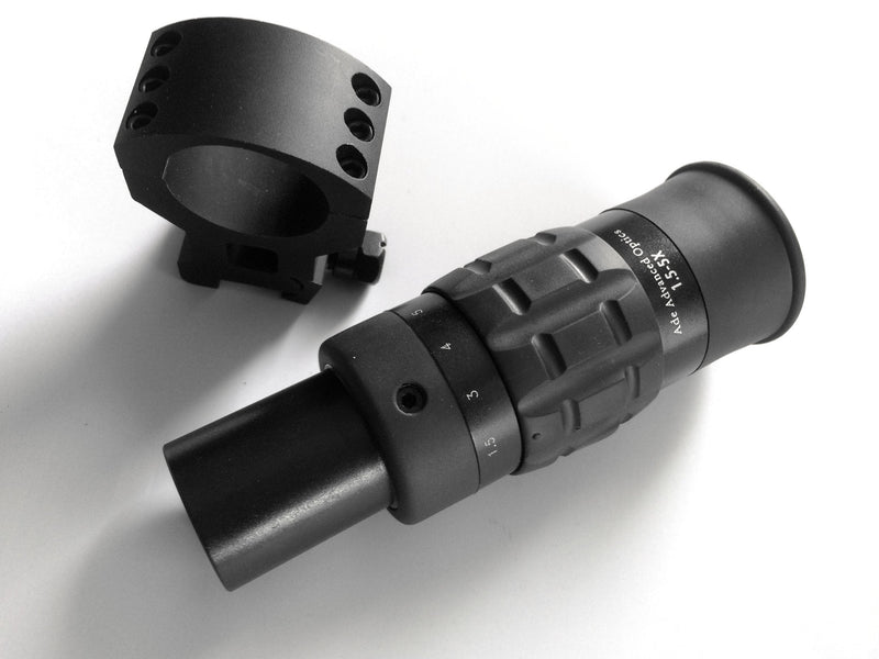 Ade Advanced Optics 1.5x-5x Variable Magnifier for Red Dot Sight + Mount, Black 1.5-5x