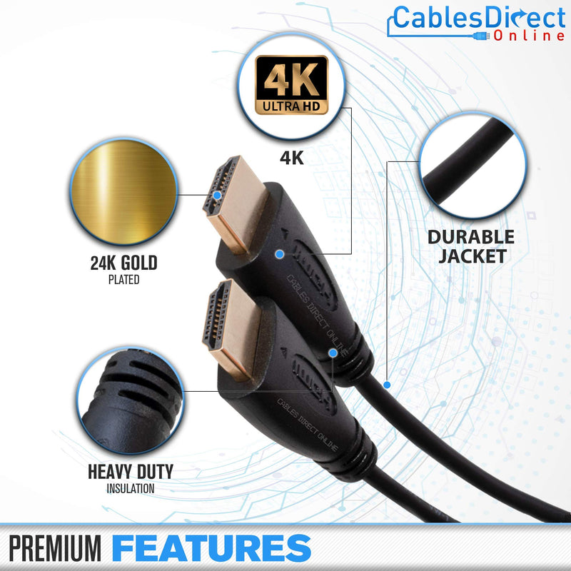 1.5FT Premium Gold Plated 4K HDMI Cable with Audio & Ethernet Return Channel, 2160p, Compatible with TV, DVD, PS4, Xbox, Bluray (1.5FT, Black) 1.5FT