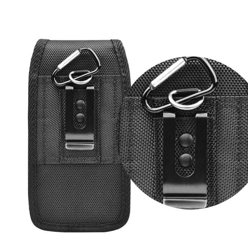 Takfox Phone Holster for Samsung Galaxy S20 Ultra S20 Plus S21 S10+ S9 S8 J7 J3, A01 A11 A21 A51 A71 A10e A20 A30 A12, K51 Stylo 6 Nylon Cell Phone Belt Clip Holster Carrying Pouch w Card Holder,Black