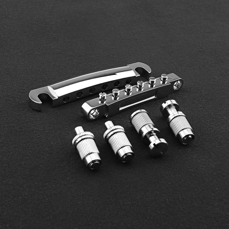 Silver Electric Guitar Tune-o-Matic Tailpiece & Bridge Set With Studs Mounting Accessories Fit For Epiphone Les Paul Replacement Parts Silver