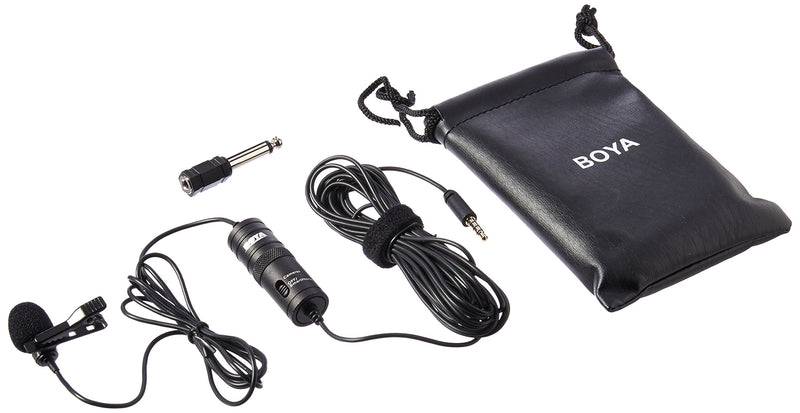 BOYA BY-M1 3.5mm Electret Condenser Microphone with 1/4" adapter for Smartphones iPhone DSLR Cameras PC