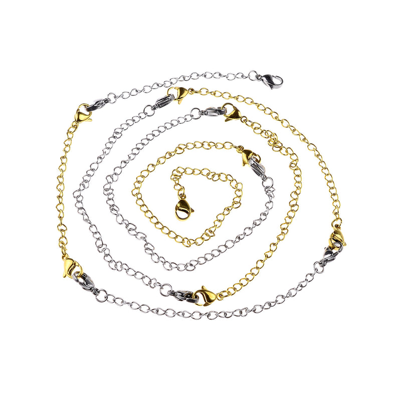 D-buy 8 Pcs Stainless Steel Necklace Extender Bracelet Extender Extender Chain Set 4 Different length: 6 inch 4 inch 3 inch 2 inch (4 Gold, 4 Silver) Gold & Sliver