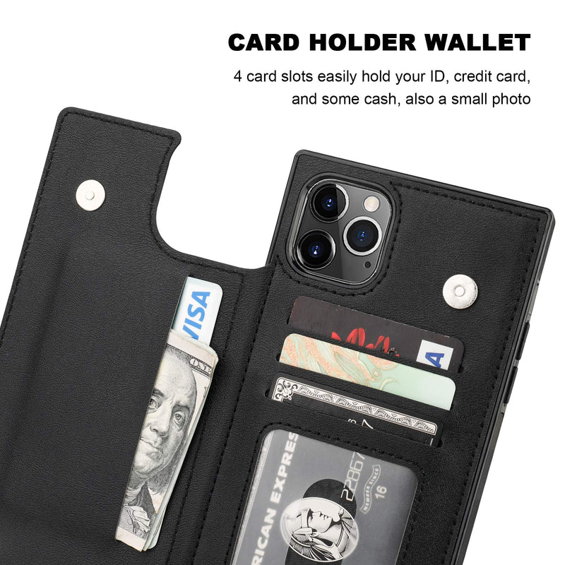 Bocasal Crossbody Wallet Case for iPhone 11 Pro Credit Card Holder PU Leather Kickstand Shockproof Detachable Cross Body Strap Lanyard Magnetic Closure 5.8 inch(Black) Black For iPhone 11 Pro 5.8 inch display