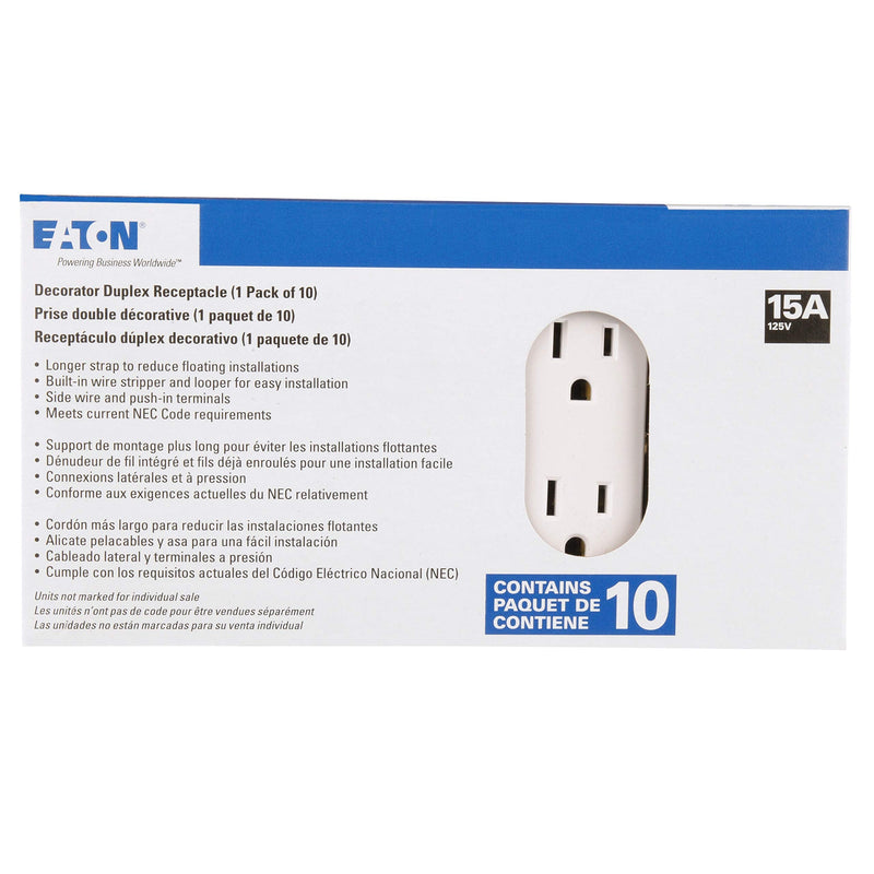 EATON 1107W-10-L Receptacles, One Size, White