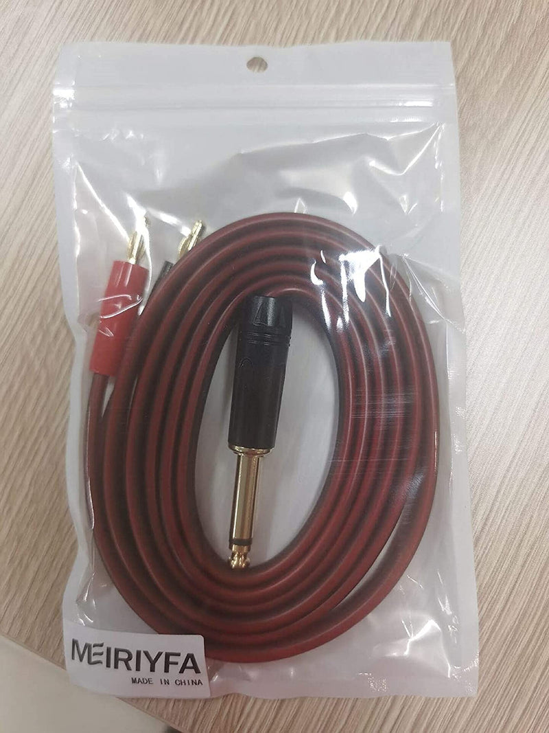 MEIRIYFA 6.35mm to Banana Plug Speaker Cable, 1/4 TS Speaker Wire Cord Audio Cable HiFi OFC Speaker Wire for DJ Application, Mixer -2m (6.35 to 4mm Banana Plug) 6.35 to 4mm banana Plug