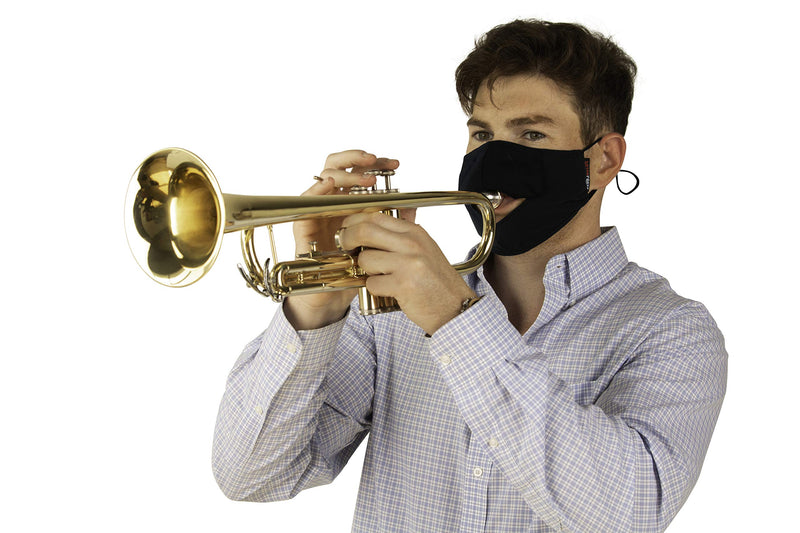 Gator Cases Double-Layer Face Mask with Magnetized Cotton Flap, Ideal for Wind Instrument Performance, Drinks, Events and Travel;  Medium (GBOM-MEDIUMBK)