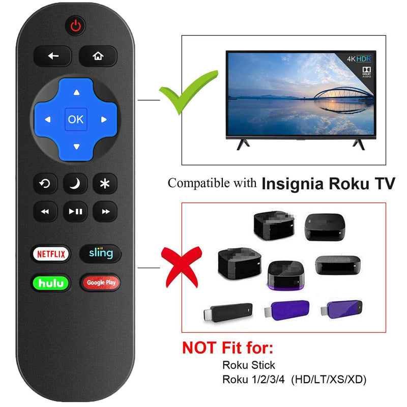 Motiexic NS-RCRUS-17 Remote Control Compatible with Insignia Roku TV NS-32DR420NA16 NS-32DR420NA16A NS-32DR420NA16B NS-40DR420NA16 NS-40DR420NA16B NS43DR710NA17 NS-43DR710NA17 NS-48DR420NA16