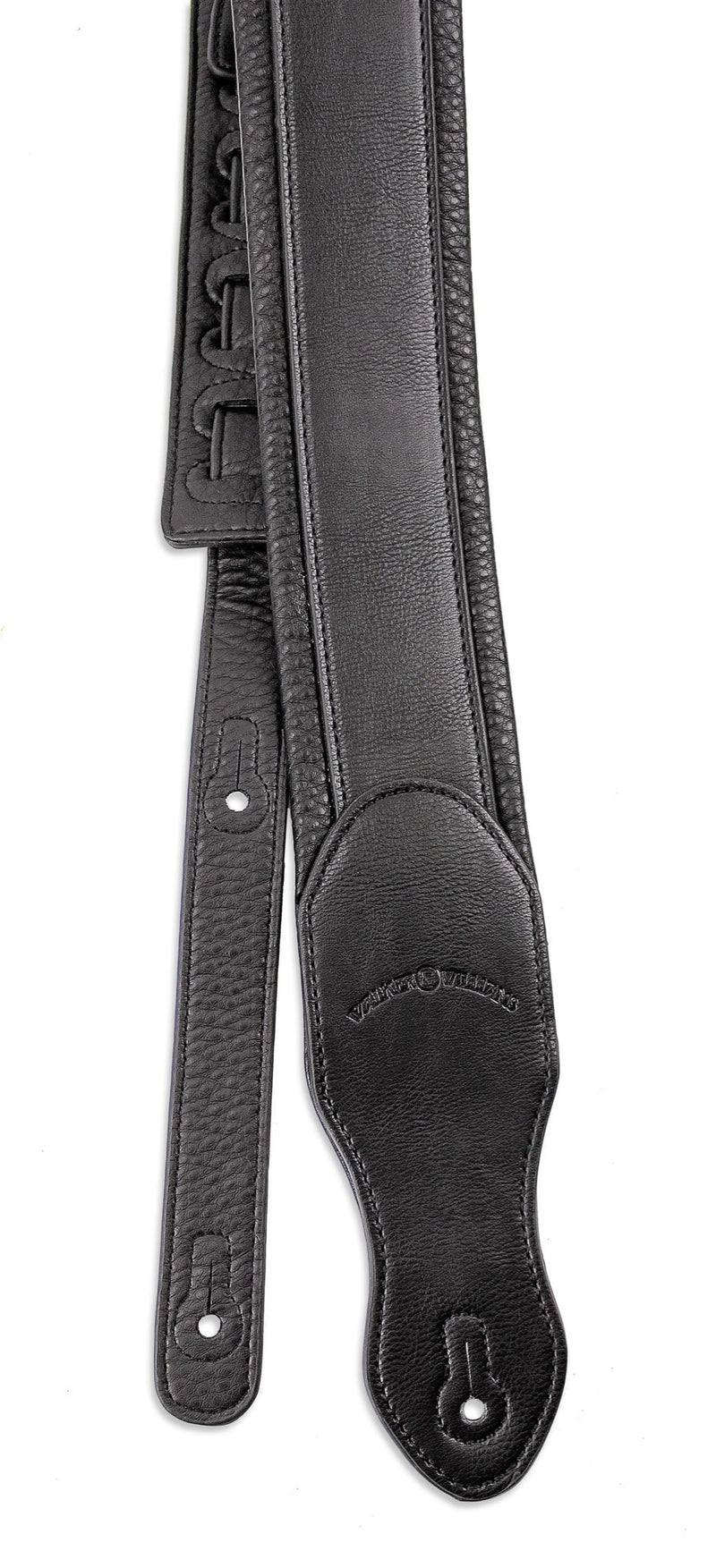 Walker & Williams G-46 Black On Black Padded Guitar Strap with Glove Leather Back