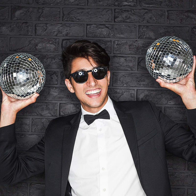 [AUSTRALIA] - 2 Pieces Mirror Disco Ball, 70's Disco Party Decoration, Hanging Ball for Party or DJ Light Effect, Home Decorations, Stage Props, Game Accessories (Silver, 4 Inch) 