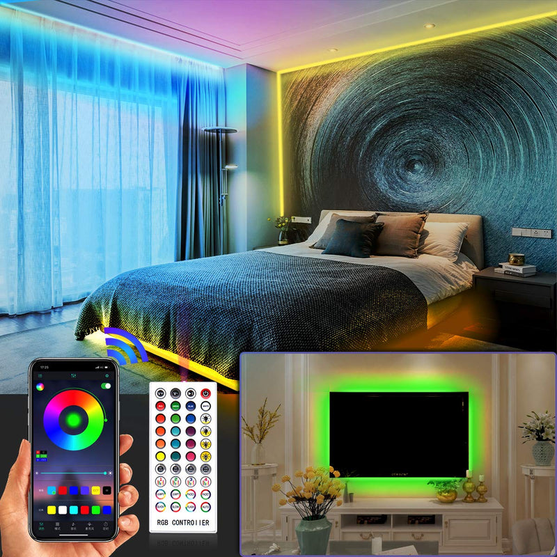 [AUSTRALIA] - Smart RGB LED Strip Lights-32.8ft, Sensitive Built-in Mic,SMD 5050 Color Changing LEDs-App Control,Music Sync-40 Keys IR Remote Controller,DC 12V5A Power Supply.DIY TV,Bedroom, Party 