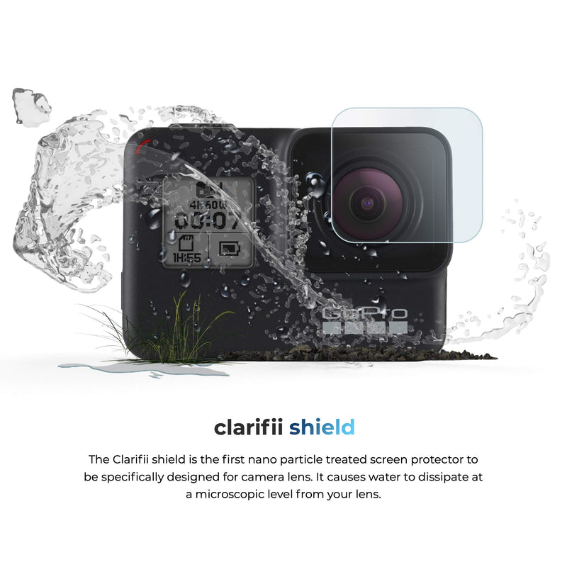 Clarifii Hydrophobic Screen Protector for GoPro Hero 5,6,7. Prevent Water Drops Ruining Footage. Protect Against Scratches and Fogging. Hydrophobic Protector for Go Pro Hero Lens By Clarifii