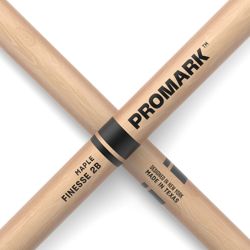 ProMark Finesse 2B Maple Drumsticks, Small Round Wood Tip, One Pair