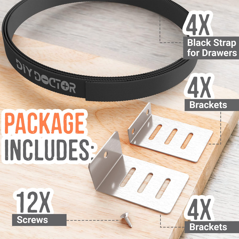 DIY Doctor Drawer Repair Kit - Drawer Replacement Parts - Drawer Fixer - No Need for Kitchen Drawer Replacement - Replacement Kitchen Drawer - Fix Buckled Drawers - Pack of 4