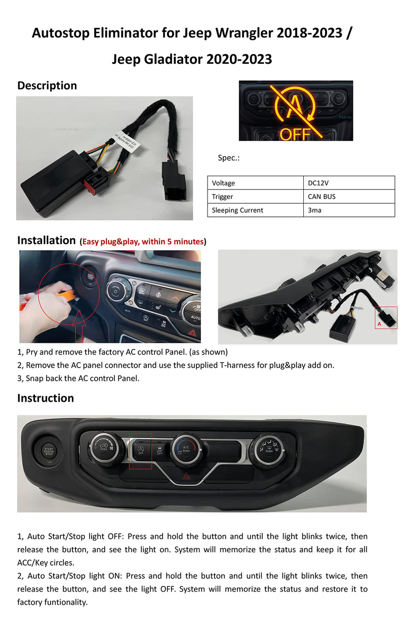 [AUSTRALIA] - Citreal Autostop Eliminator for Jeep Wrangler 2018-2023 /for Jeep Gladiator 2020-2023 