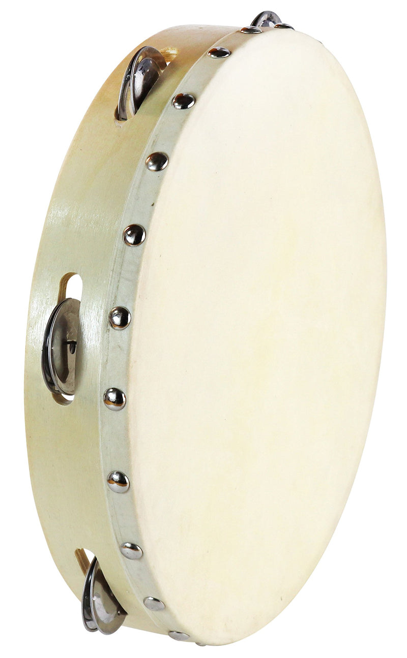 Tambourine 10 inch for Adults Handheld Tambourine Drum with Metal Jingles for Church