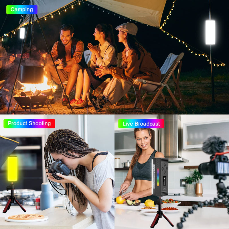 JYJZPB Magnetic Handheld RGB Stick Light Wand, 360° Full RGB Light Mini LED Video Light Stick with 2500mAh Rechargeable Battery, 2500-8500K Dimmable Tube Light, for Photography TikTok YouTube Vlog