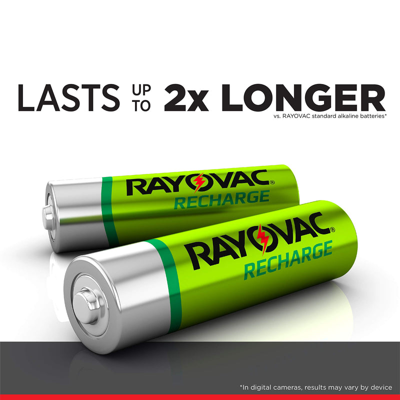 Rayovac Rechargeable AA Batteries, Rechargeable Double A Batteries (4 Count) AA 4 Count