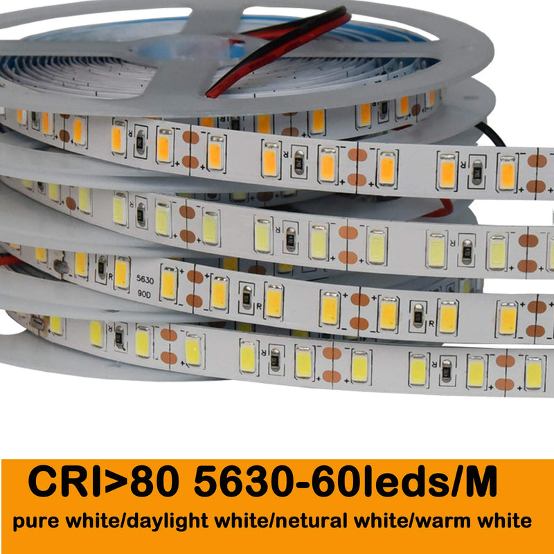 MARSWELL LED Strip Lights Pure White 6000K-6500K High CRI 80+ SMD5630 Non-waterproof Pure White(6000k-6500k)