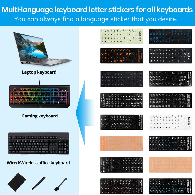 English Keyboard Stickers[6 in 1],Full Size Big Letter English Keyboard Sticker with Black Font on White Background Universal for Laptop Desktop Computer,Matte Keyboard Alphabet Sticker English-full Size-3PCS