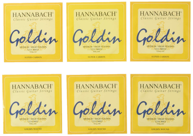 Hannabach 652727 Series 725 Goldin Medium/High Tension String Set for Classic Guitar