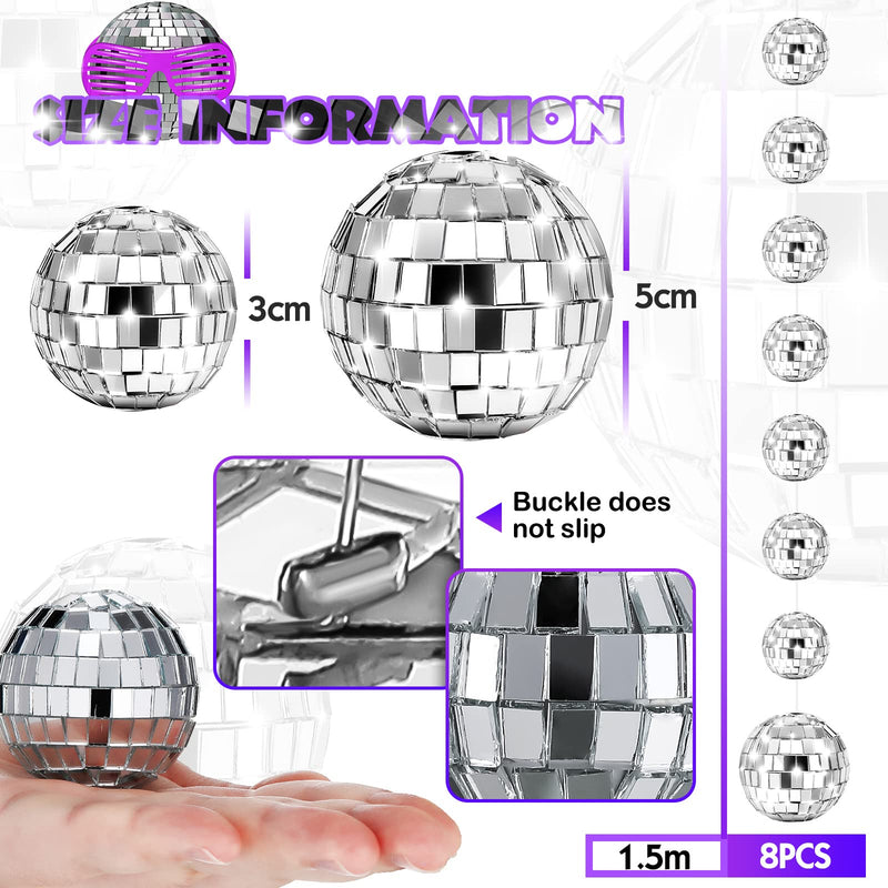 64 Pieces Reflective Mini Disco Ball Ornaments Mirror Disco Ball Silver Hanging Disco Ball Decorations for Tree Wedding Dance Music Festival Birthday Party Supplies