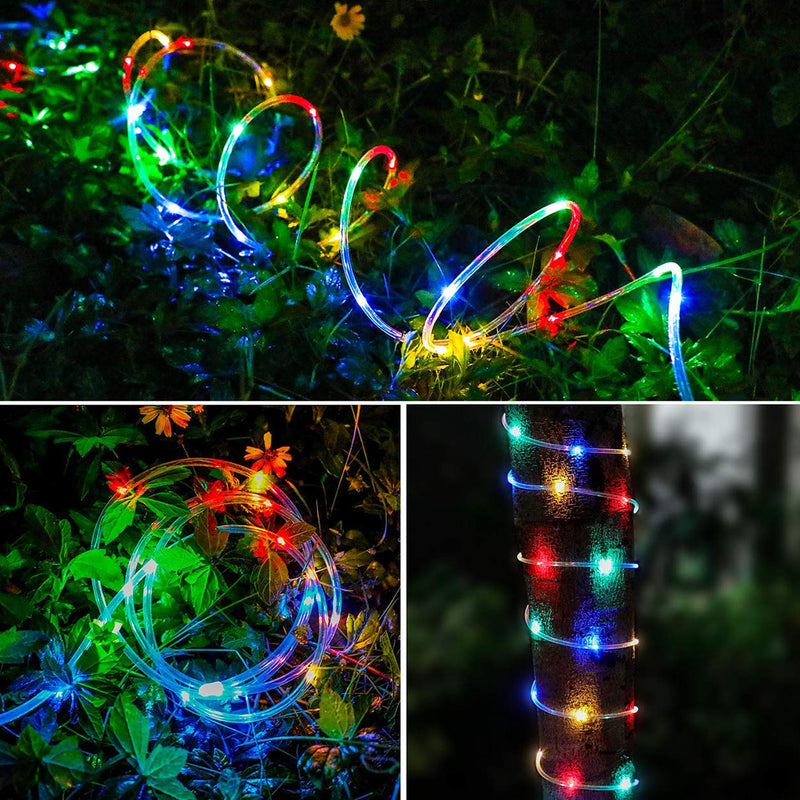 [AUSTRALIA] - Aityvert 39ft/12M 120 LED RGB Rope Lights, Battery Operated Rope Lights 8 Modes Waterproof String Light with Remote Timer, Outdoor Decoration Lighting for Christmas Tree Patio Garden Party Wedding 1 