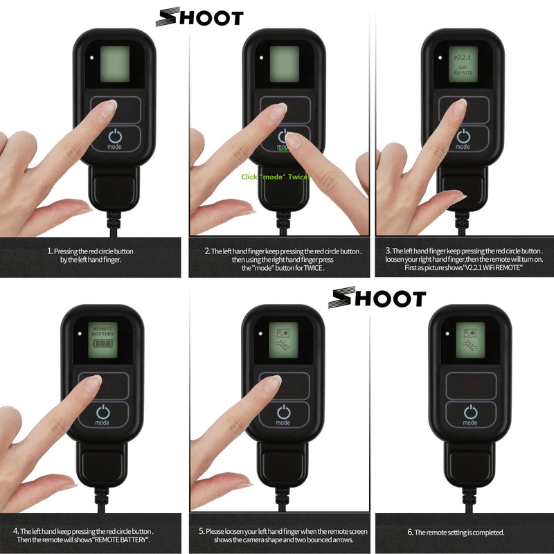 SHOOT Smart Remote Control(Waterproof 2m) for GoPro Hero 8,7 Black,6,5,4,3,3+,2,1, Hero + LCD, 4 Session, 5 Session,LCD Screen,Wi-Fi,Wirless,Built-in 500mah Battery Must Have Accessories