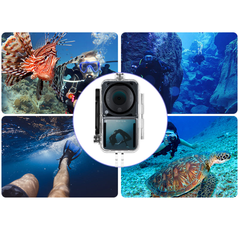 Camkix Waterproof Case Compatible with DJI Action 2 Power Combo or DJI Action 2 Dual-Screen Combo -Transparent - Protects Up to 147ft/45M Underwater - Clear Display - Diving, Skiing, Snorkeling Case