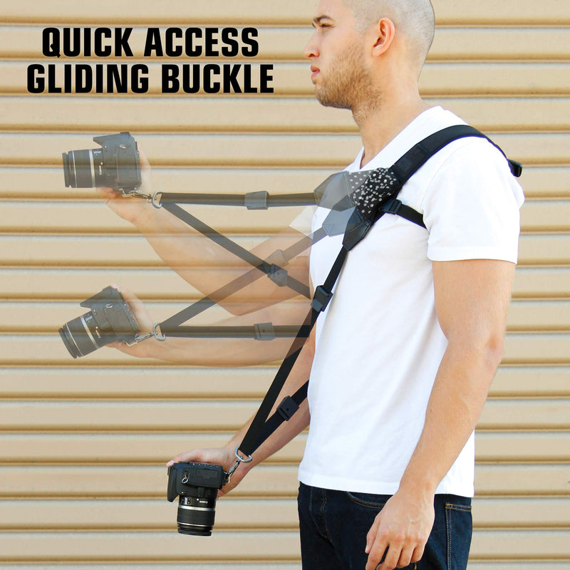 USA GEAR Camera Sling Shoulder Strap with Adjustable Neoprene, Safety Tether, Accessory Pocket, Quick Release Buckle - Compatible w/ Canon, Nikon, Sony and More DSLR and Mirrorless Cameras (Polka Dot) Polka Dot