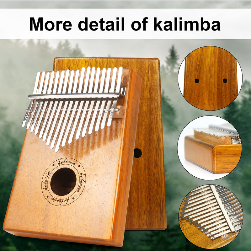 Kalimba 17 Key, Thumb Piano Marimba - Solid Finger Piano Musical Instrument with Hammer (KOA+Bag)