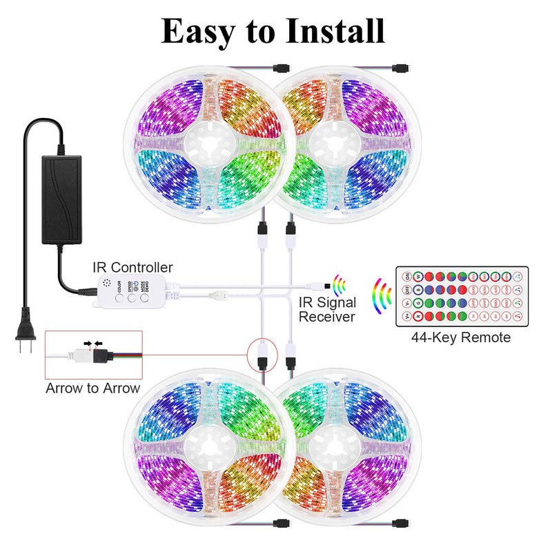 [AUSTRALIA] - LED Strip Lights, 65.6FT Strips Light 5050 RGB Music Sync String Lights Bedroom strip light Color Changing Rope Lights APP Control +44 Keys Remote for Bedroom Sitting Room Kitchen Home Party 4Roll 20M 