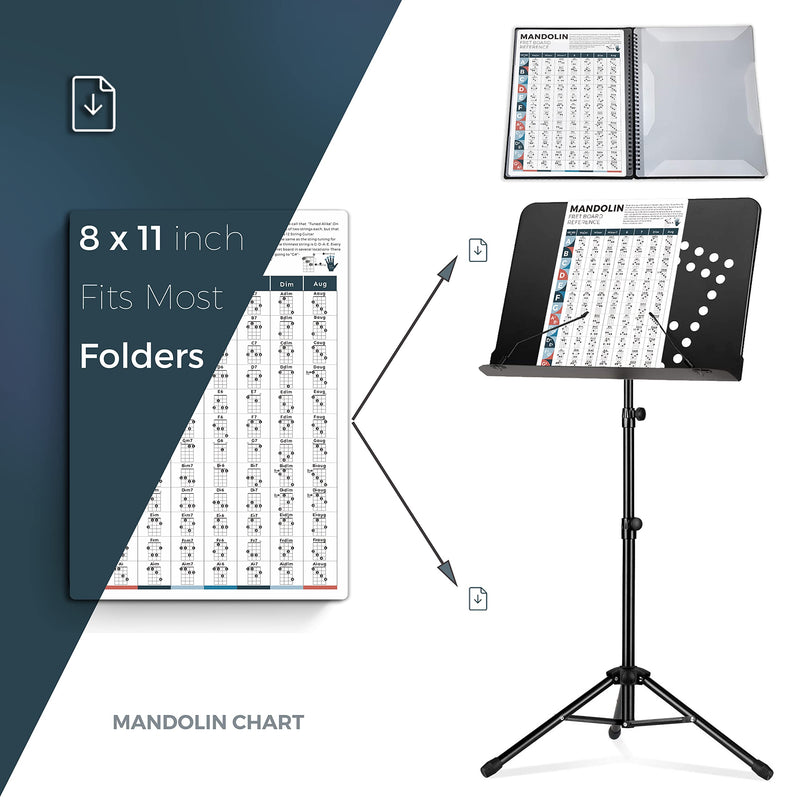 Mandolin Chord Chart, 8'' x 11'' Mandolin Fret Board Notes Cheatsheet for Mandolin Beginner, A Great Mandolin Reference Poster to Improve Mandolin Technique & Music Theory 8''x11''