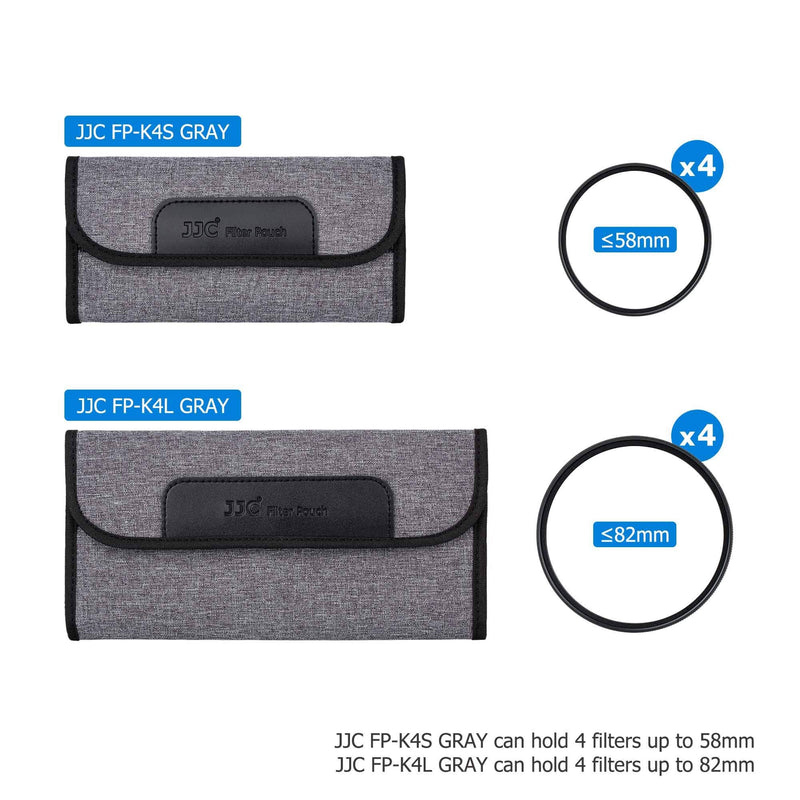 Camera Lens Filter Pouch Case 4 Pockets for Circular Filters Up to 58mm(37mm, 40.5mm, 49mm, 52mm, 55mm), Padded Elastic Interior Filter Holder Wallet Dustproof
